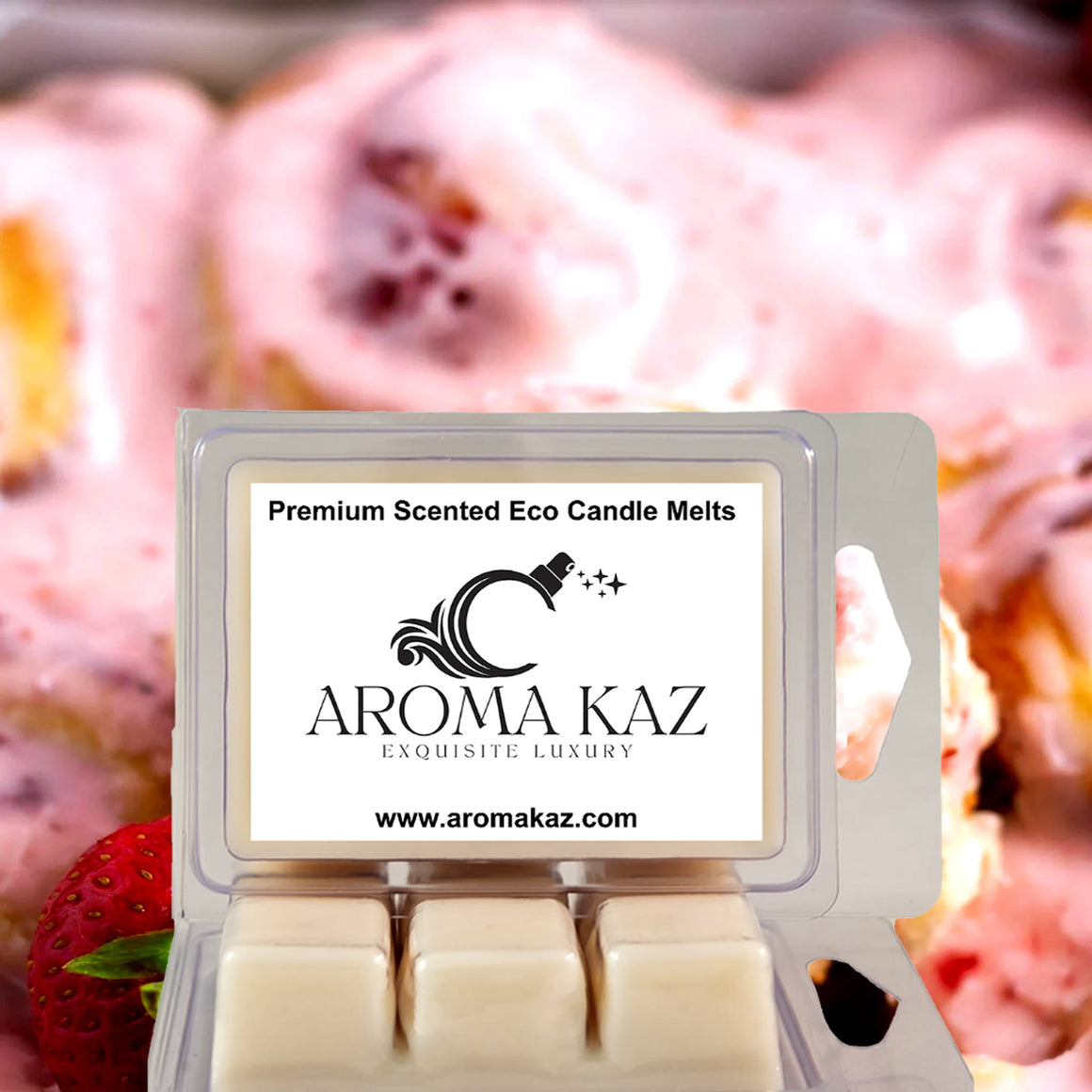 Strawberry Cinnamon Buns eco soy wax melts – vegan, cruelty-free featuring warm cinnamon buns and sweet strawberries, handmade in Australia.