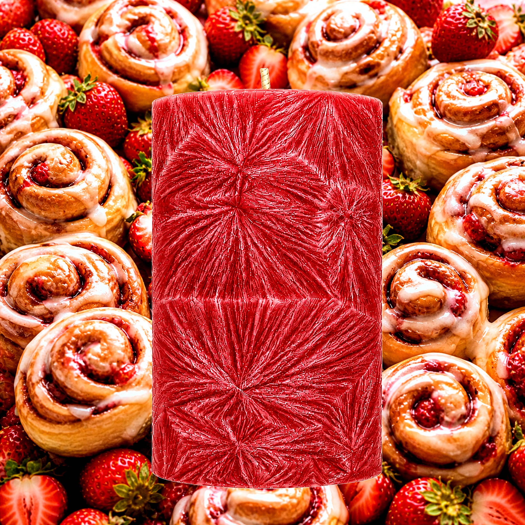 Strawberry Cinnamon Buns Pillar Candle