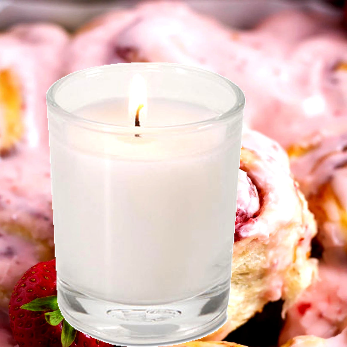 Strawberry Cinnamon Buns Eco Soy Votive Candles – Clean Burn, Plant-Based, Vegan & Pet Safe