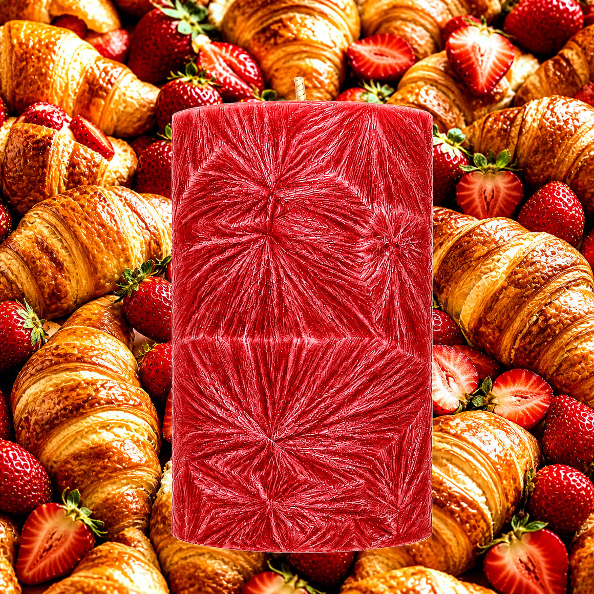 Strawberry Croissants Pillar Candle