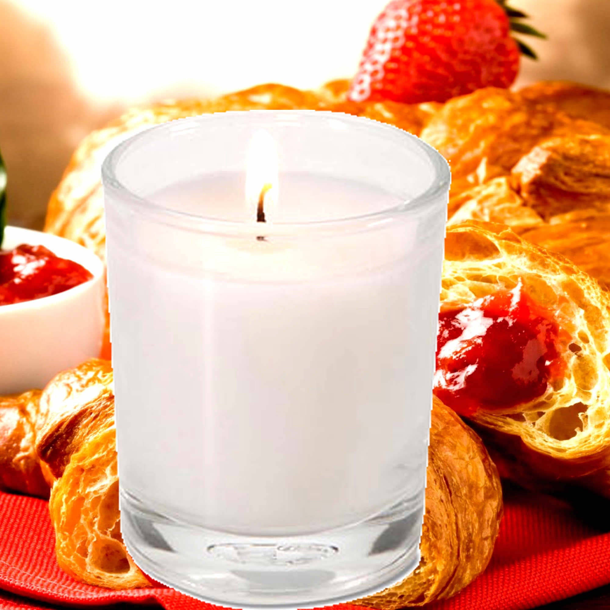 Strawberry Croissants Eco Soy Votive Candles – Clean Burn, Plant-Based, Vegan & Pet Safe