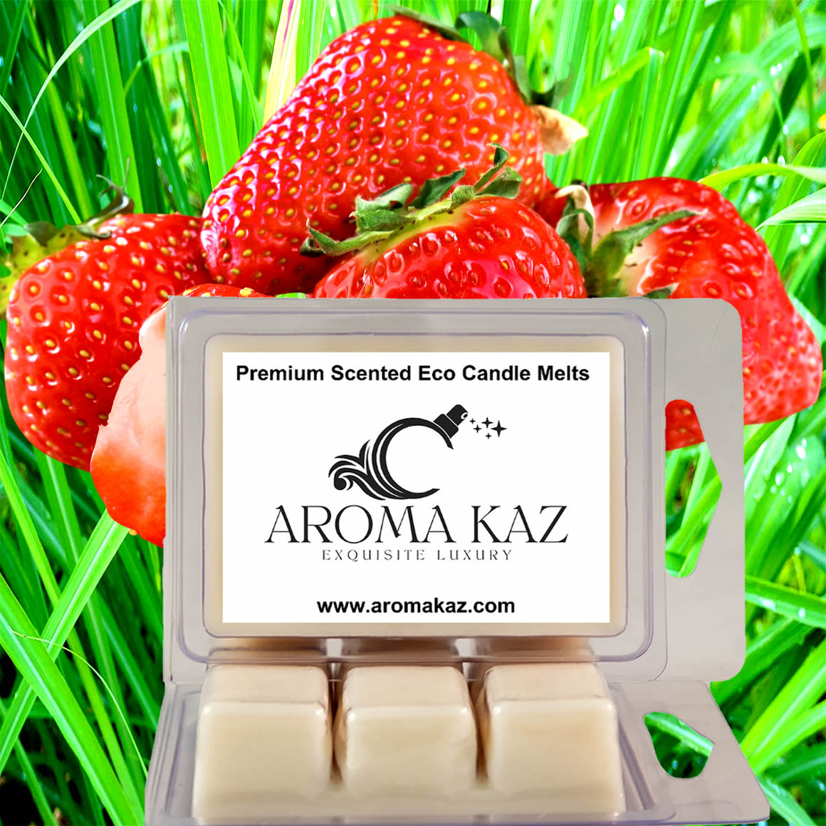 Strawberry Lemongrass eco soy wax melts – vegan, cruelty-free featuring juicy strawberries and zesty citrus lemongrass, handmade in Australia.