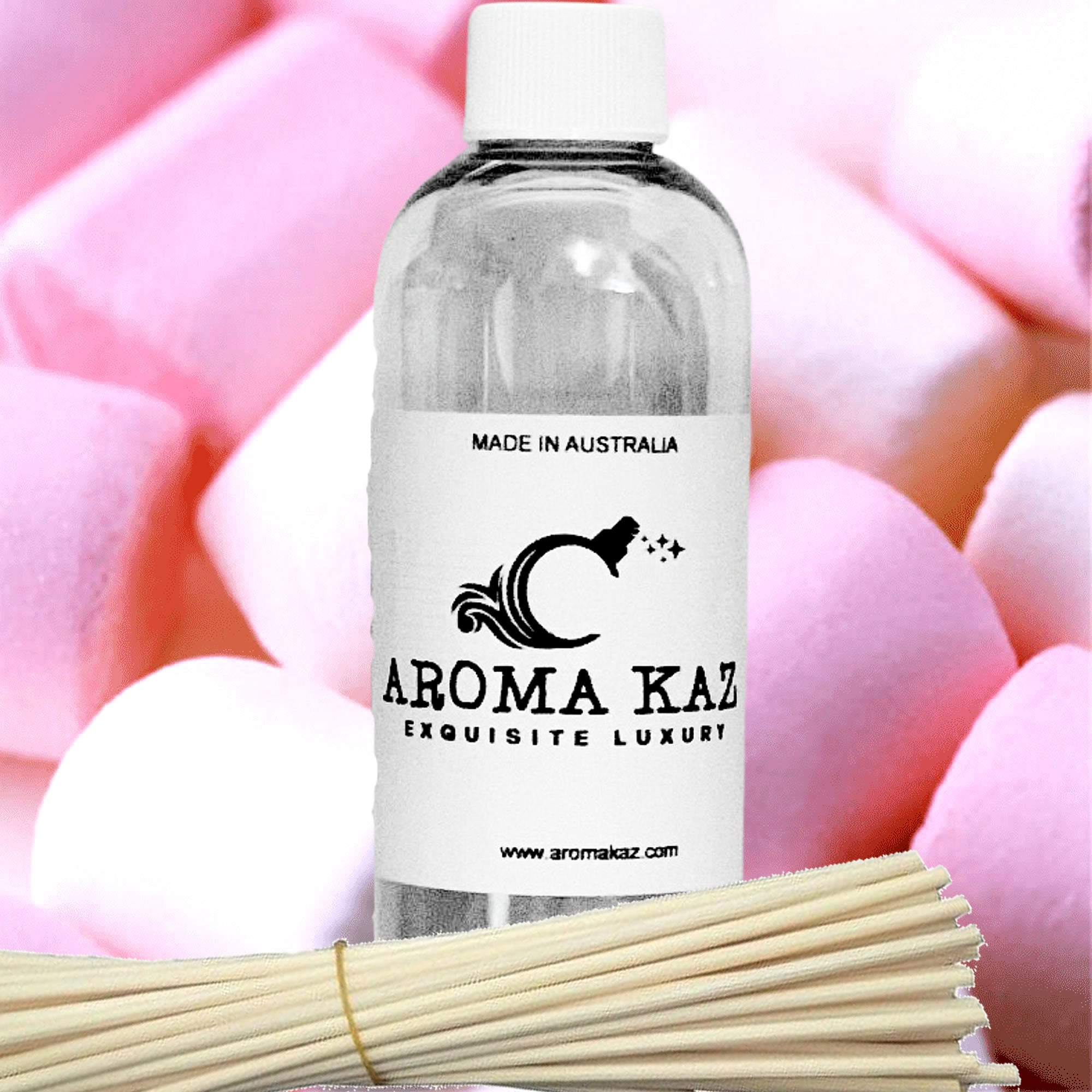 Strawberry Marshmallows Diffuser Fragrance Oil Refill – vegan, cruelty-free featuring fluffy marshmallow and sweet strawberry aroma, handmade in Australia.