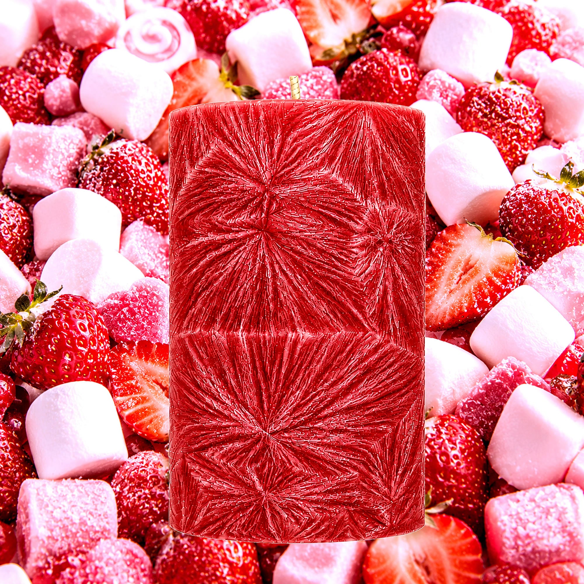 Strawberry Marshmallows Pillar Candle