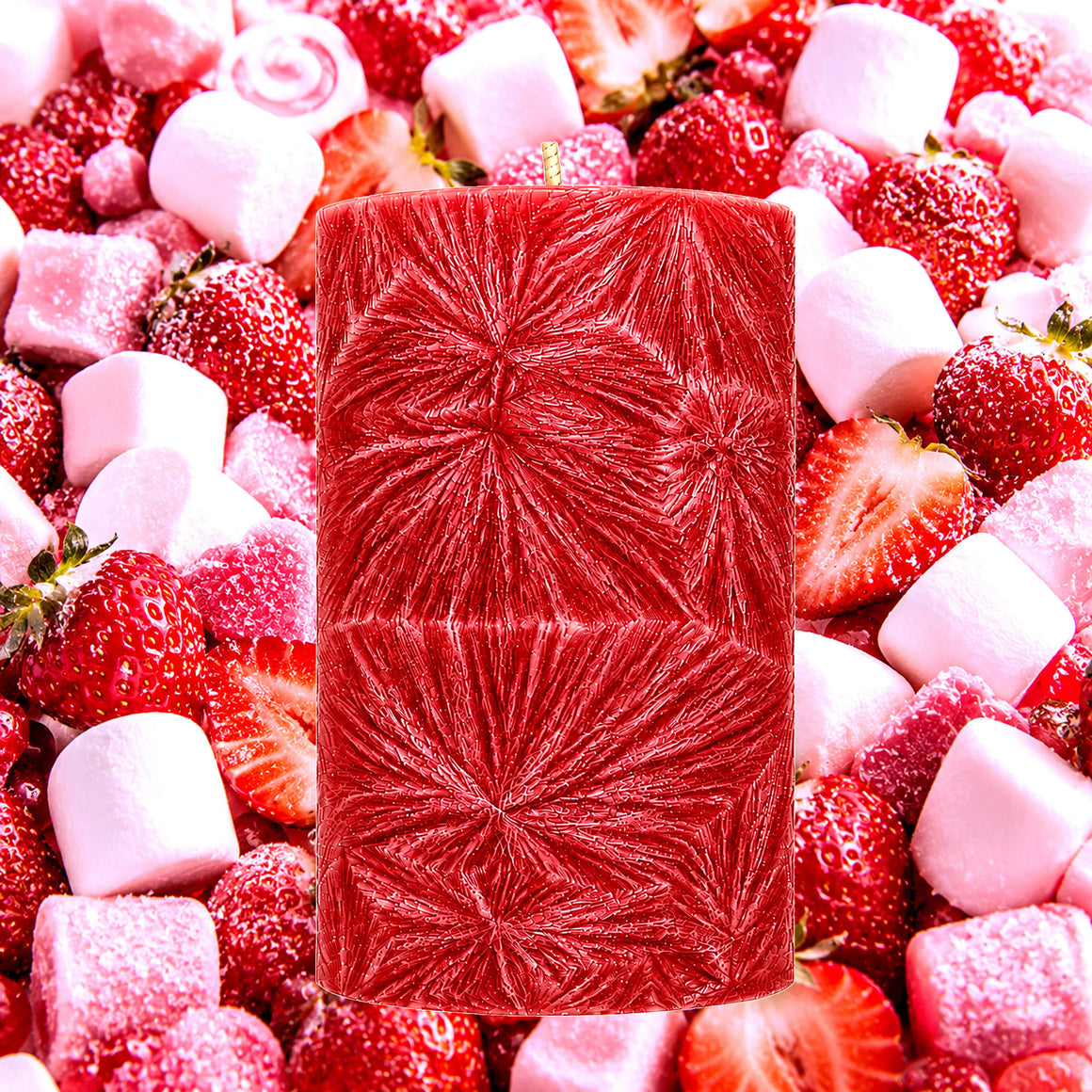 Strawberry Marshmallows Pillar Candle