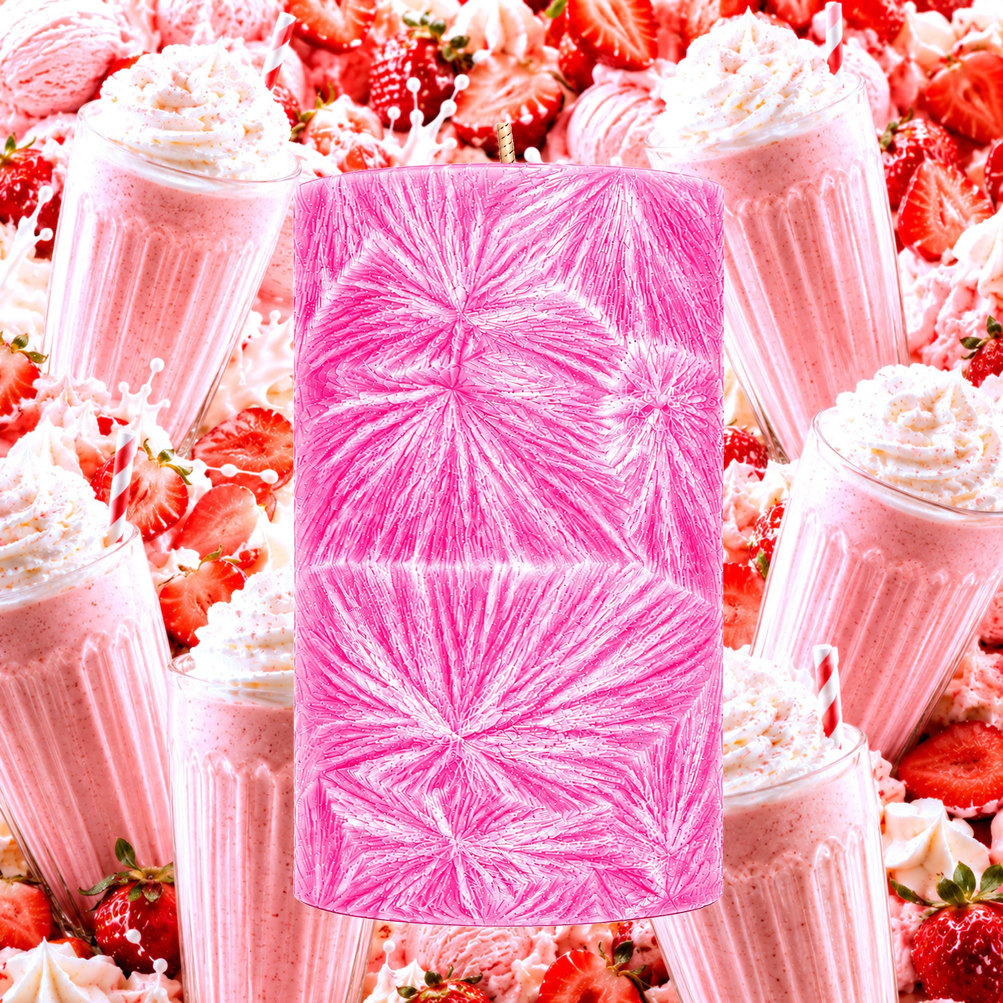 Strawberry Milkshake Pillar Candle