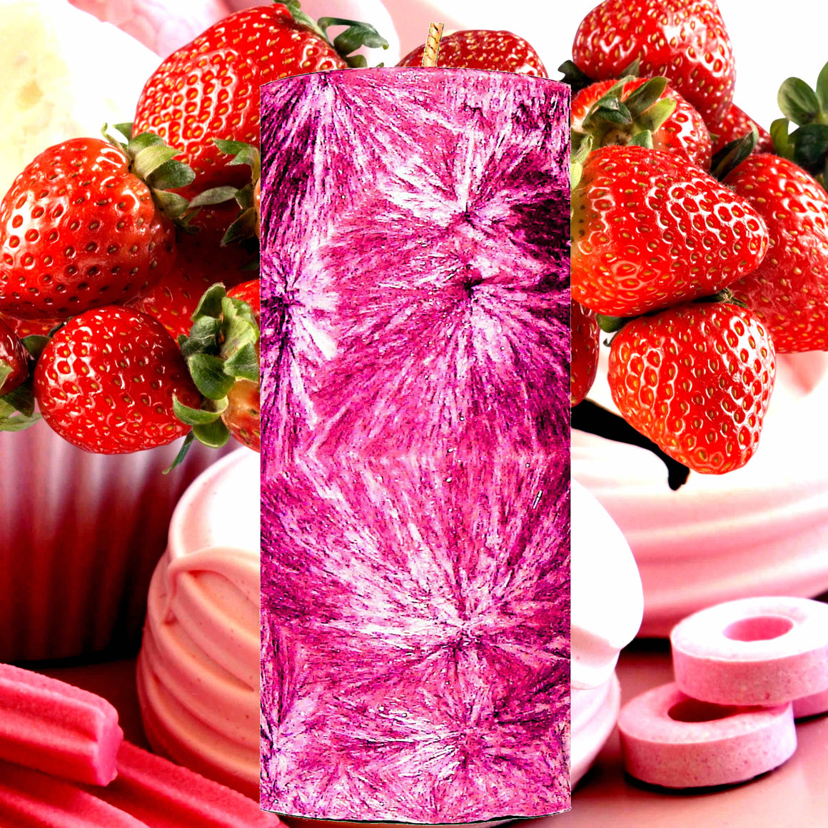 Strawberry Musk Pillar Candle – Plant-Based, Eco-Friendly, Vegan, Cruelty Free