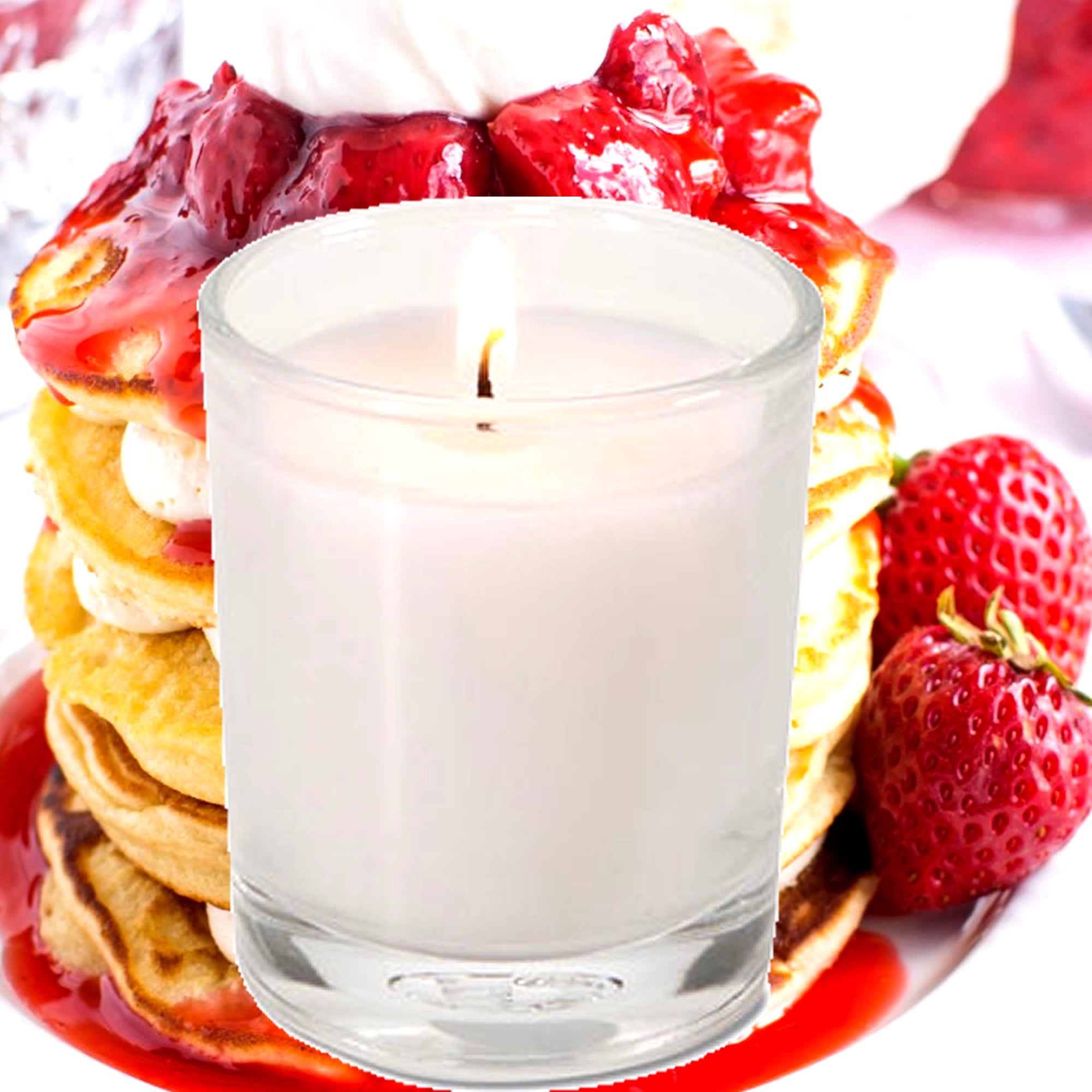 Strawberry Pancakes Eco Soy Votive Candles – Clean Burn, Plant-Based, Vegan & Pet Safe