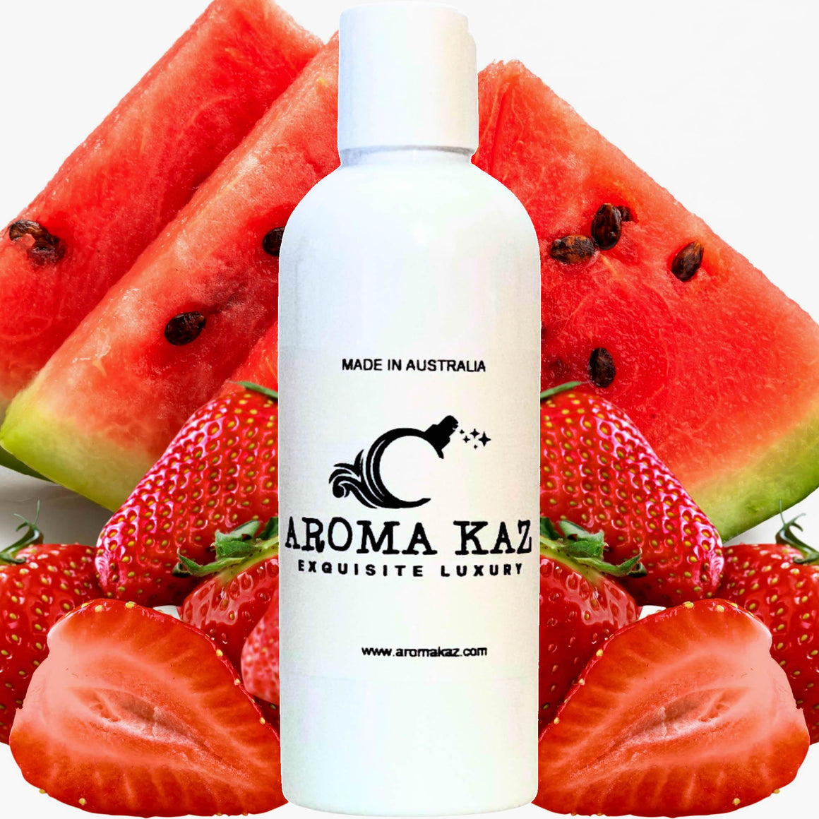 Strawberry Watermelon Body Massage Oil – vegan, cruelty-free, plant-based hydrating oil with refreshing summer watermelon and plum juicy strawberries, handmade in Australia.