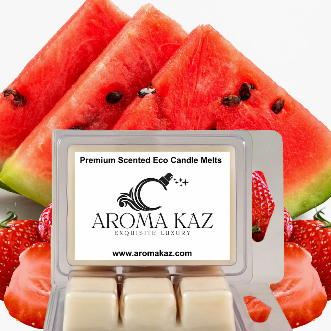 Strawberry Watermelon eco soy wax melts – vegan, cruelty-free featuring refreshing summer watermelon and plump juicy strawberries, handmade in Australia.