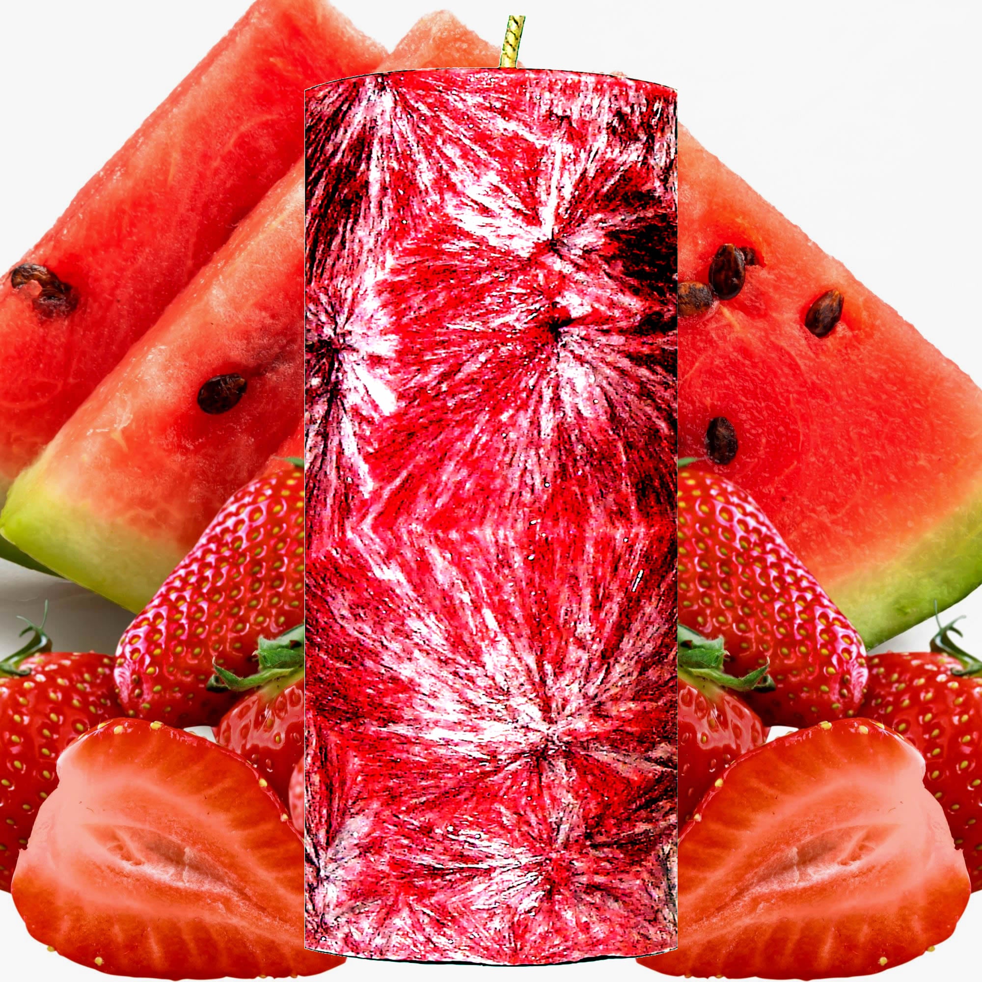 Strawberry Watermelon Pillar Candle – Plant-Based, Eco-Friendly, Vegan, Cruelty Free
