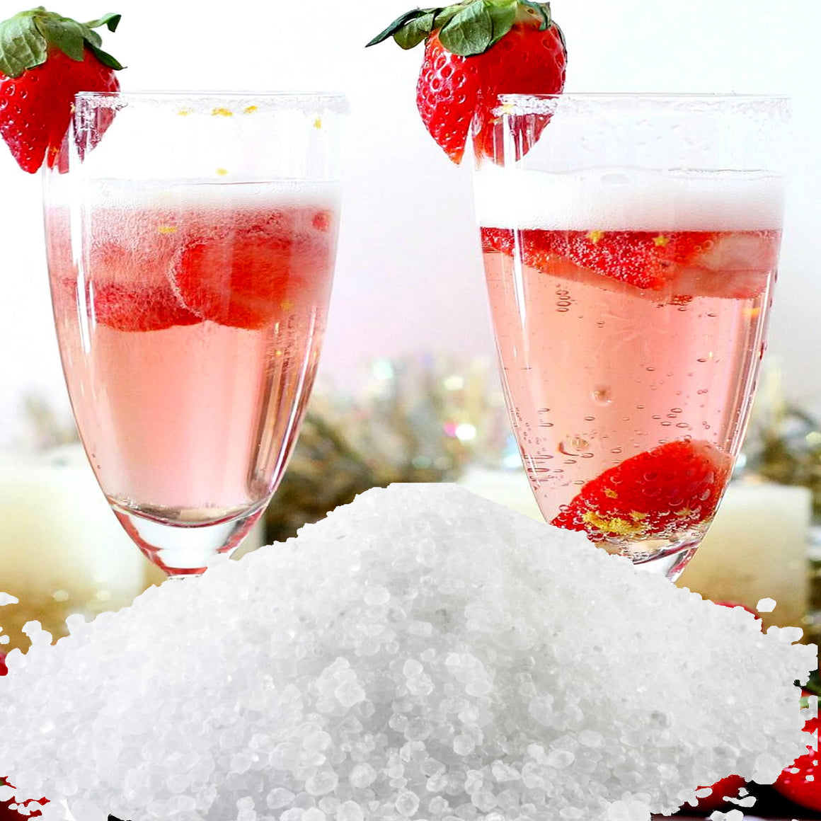 Strawberries & Champagne Vegan bath salts and bath soak crystals, cruelty-free and made in Australia. Highly scented, suitable for women and men. Perfect relaxation gift for him or her.