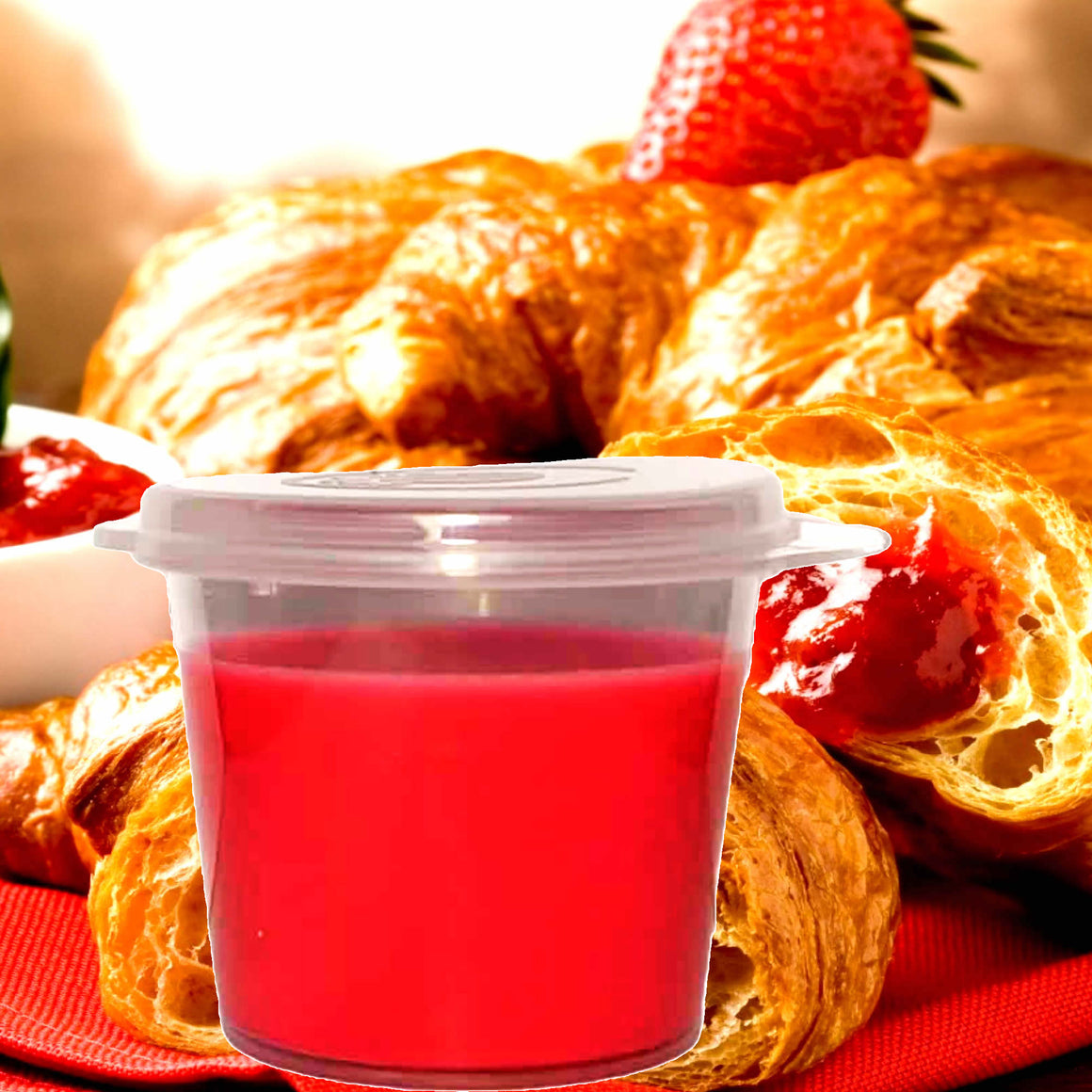 Strawberry Croissants Soy Candle Melt Shot Pots – Plant-Based, Vegan, Cruelty-Free, Hand-Poured