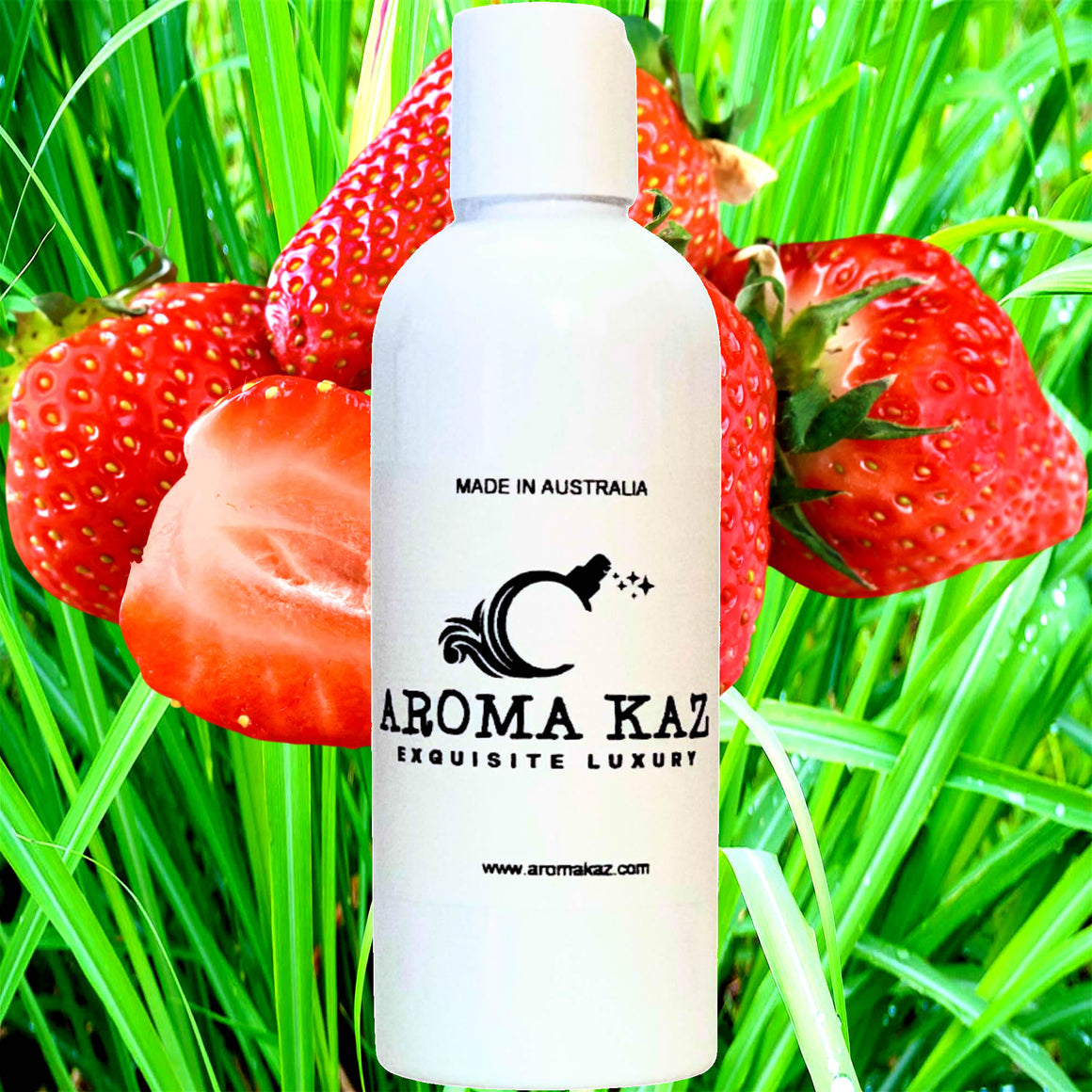 Strawberry Lemongrass Bath Body Massage Oil – vegan, cruelty-free, enriched with Vitamin E. Handmade in Australia, long-lasting fragrance, suitable for all skin types and perfect as a gift for him or her.