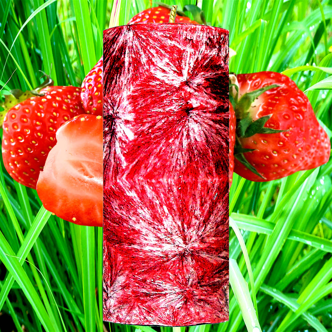 Strawberry Lemongrass Pillar Candle – Plant-Based, Eco-Friendly, Vegan, Cruelty Free