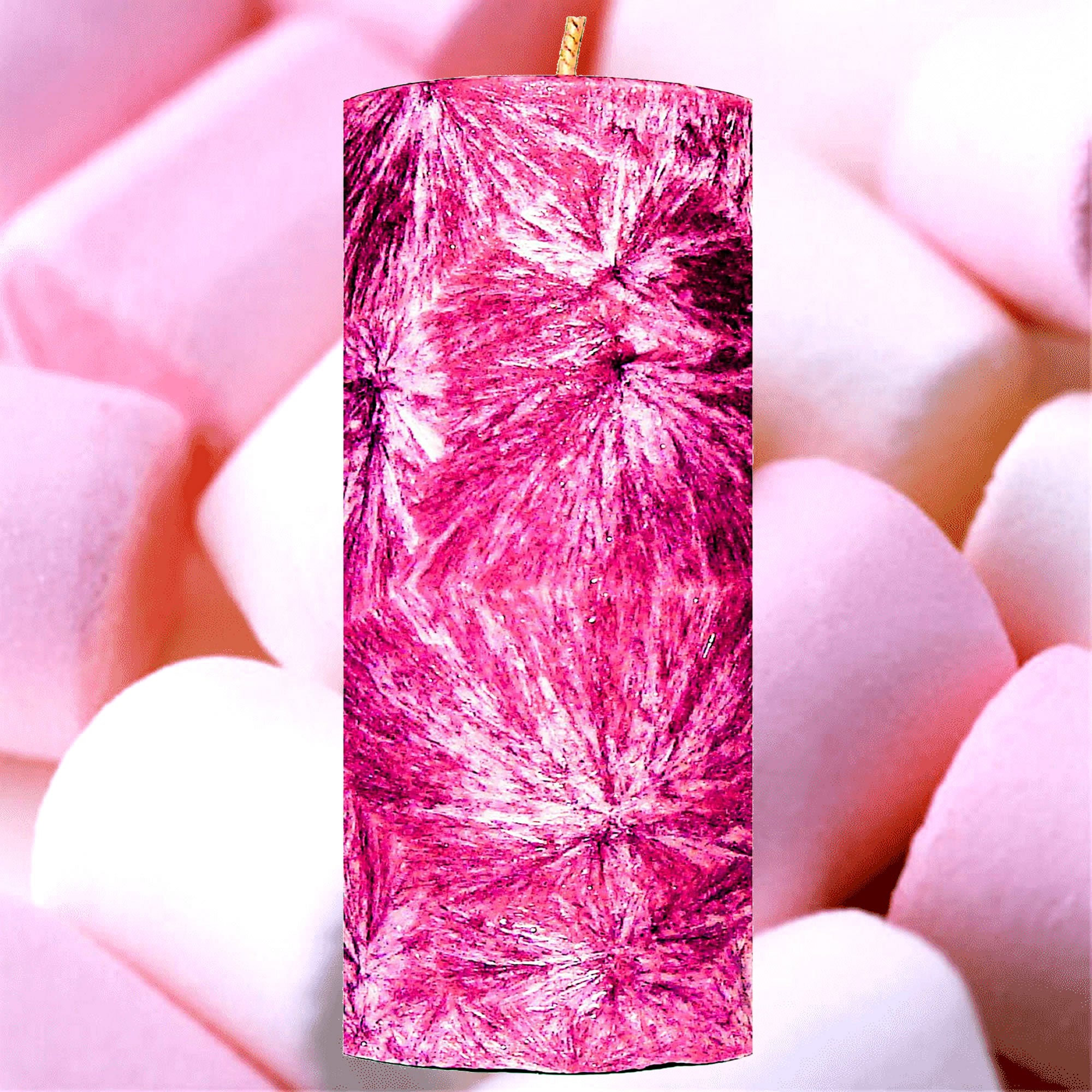 Strawberry Marshmallows Pillar Candle – Plant-Based, Eco-Friendly, Vegan, Cruelty Free