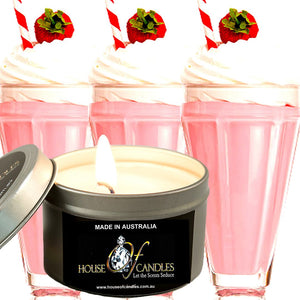 Strawberry Milkshake Scented Eco Soy Tin Candles