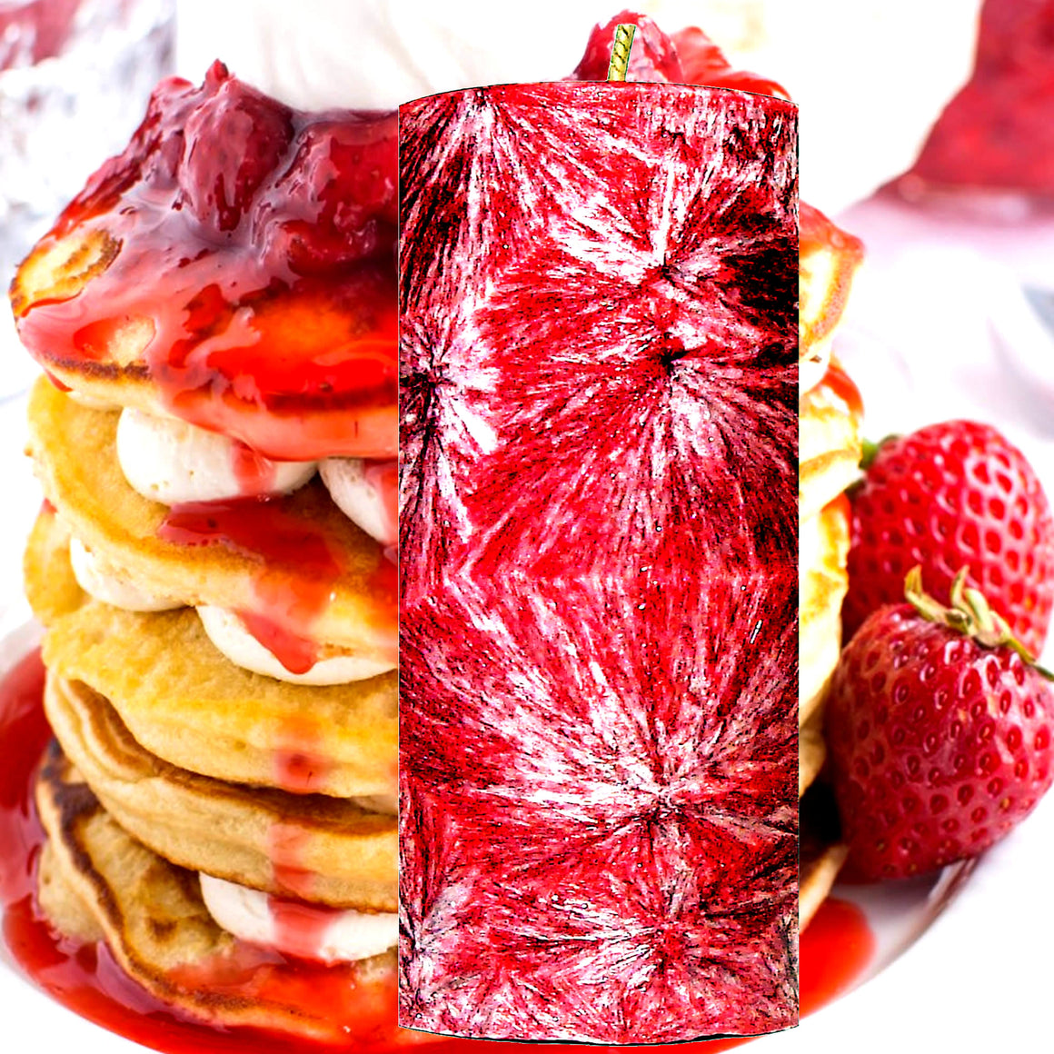Strawberry Pancakes Pillar Candle – Plant-Based, Eco-Friendly, Vegan, Cruelty Free