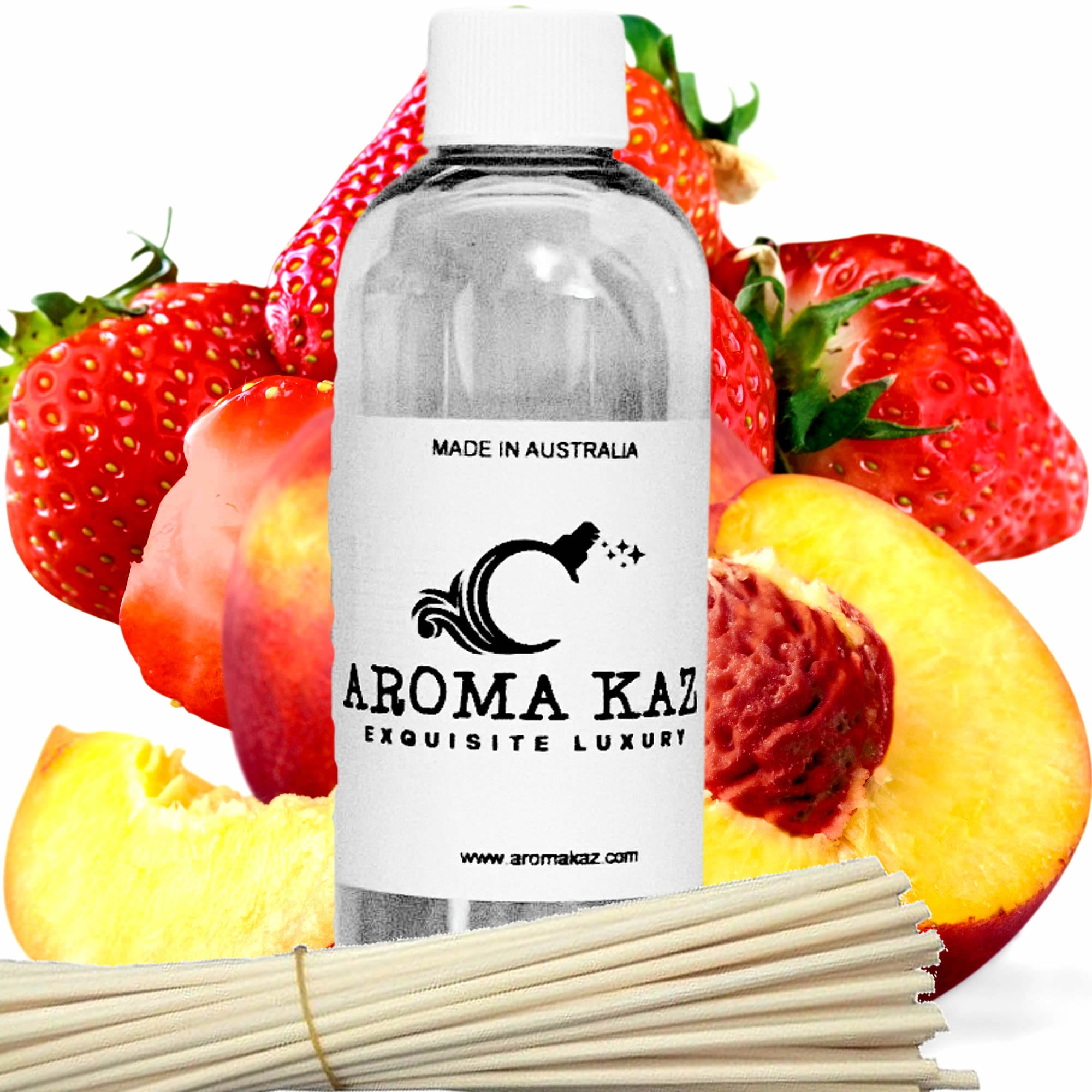 Strawberry Peaches Diffuser Fragrance Oil with Reeds – Vegan Cruelty-Free Home Aroma