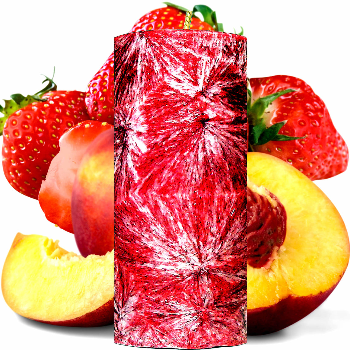 Strawberry Peaches Scented Palm Wax Pillar Candle – Vegan, Cruelty-Free, Made in Australia - Long-Lasting Fragrance – Perfect for Weddings, Birthdays, Christmas Gifts & All Occasions