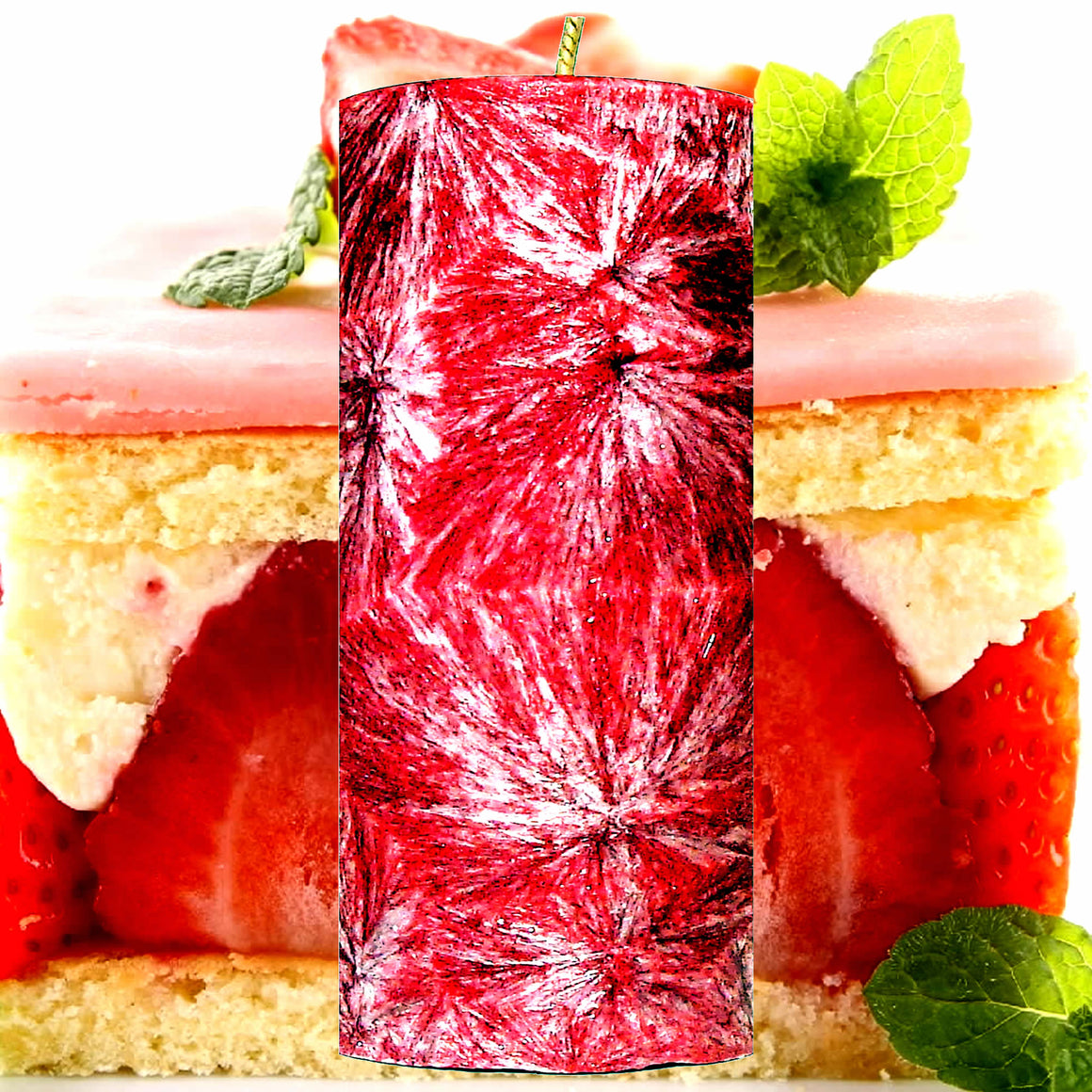 Strawberry Shortcake Pillar Candle – Plant-Based, Eco-Friendly, Vegan, Cruelty Free