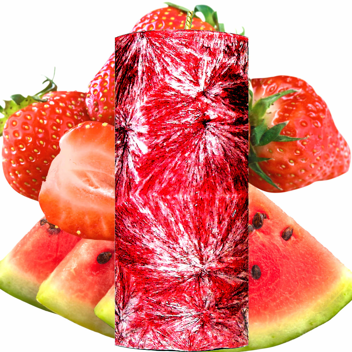 Strawberry Watermelon Pillar Candle – Plant-Based, Eco-Friendly, Vegan, Cruelty Free