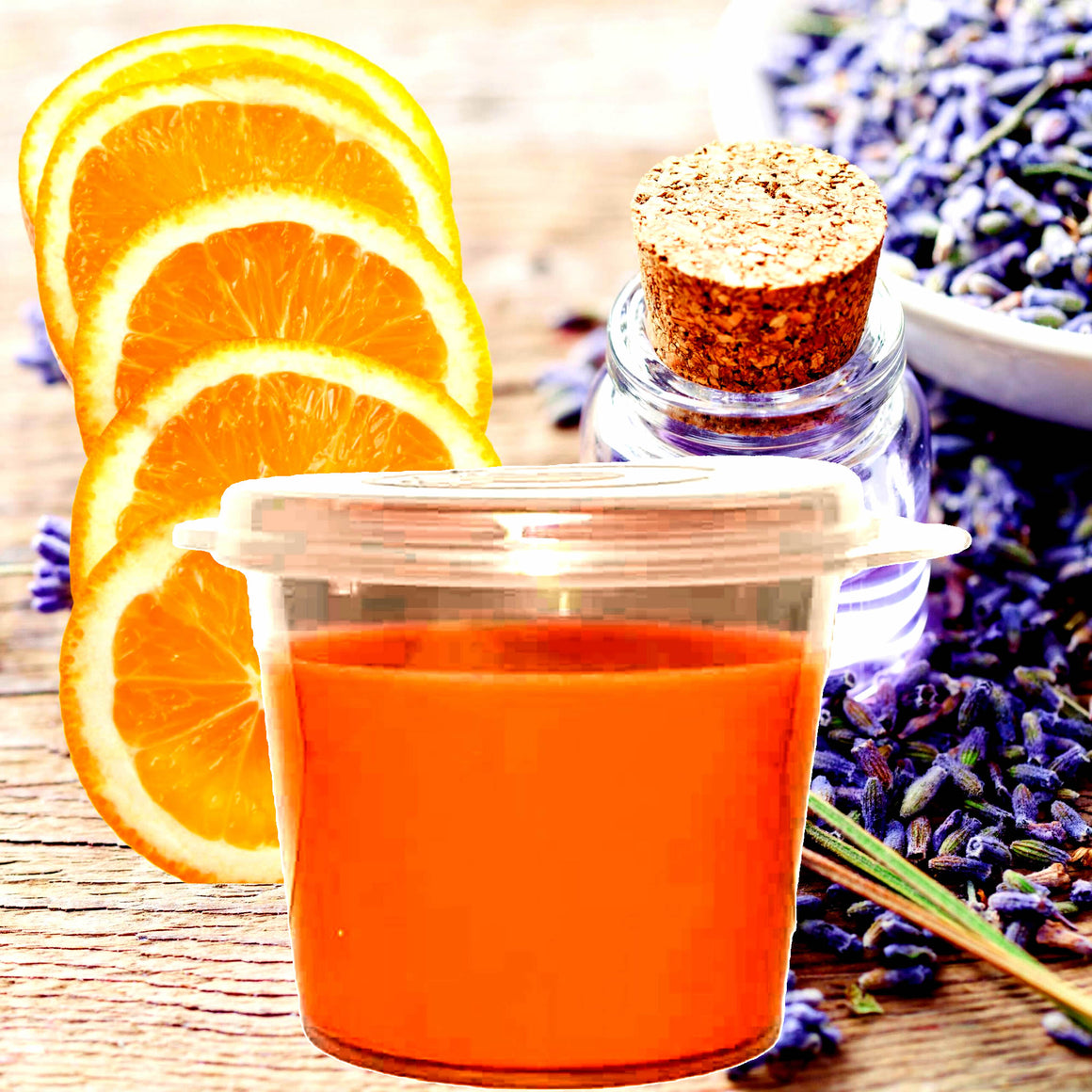 Sweet Orange & Lavender eco soy wax melts – vegan, cruelty-free featuring citrus sweet orange and fresh floral lavender, handmade in Australia.