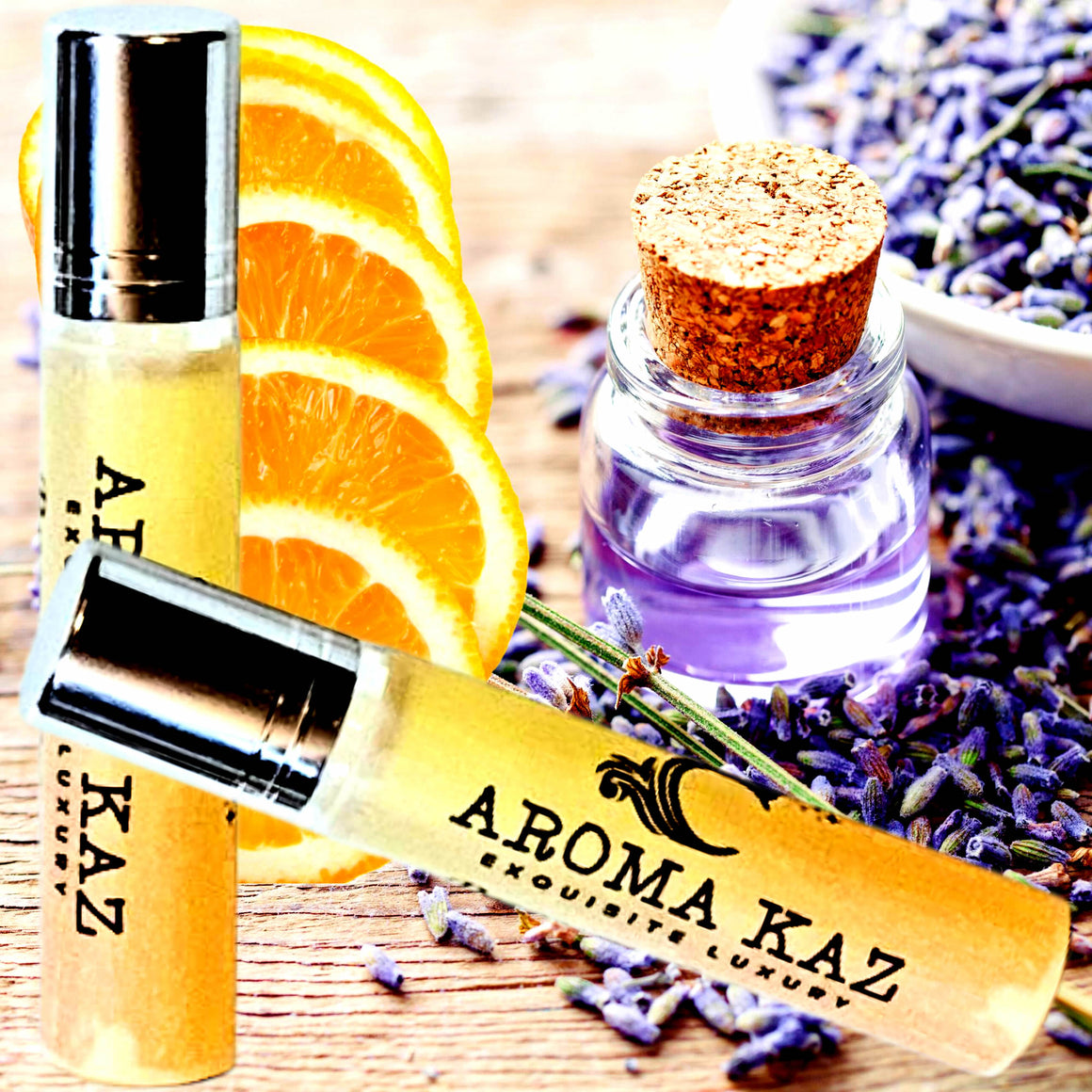 Sweet Orange & Lavender Fragrance Roll On – vegan, cruelty-free perfume roll on featuring citrus sweet orange and fresh floral lavender, handmade in Australia.