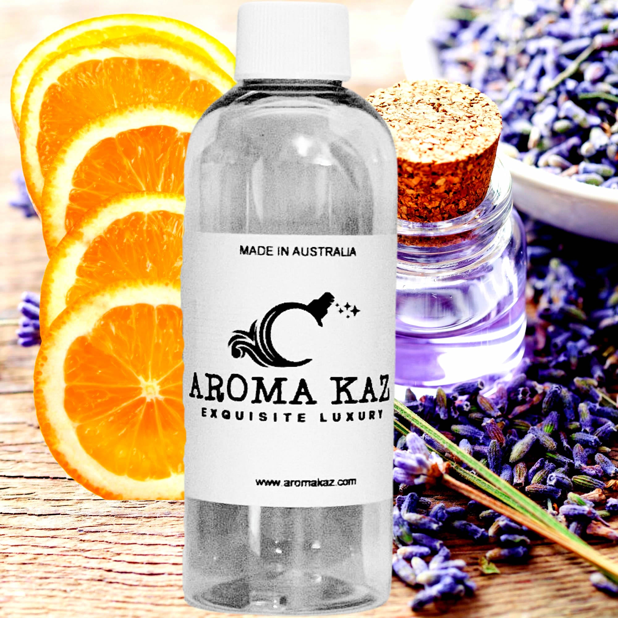 Sweet Orange & Lavender fragrance oil for candle making, soap making and perfume blending – vegan, cruelty-free featuring citrus sweet orange and fresh floral lavender, handmade in Australia.