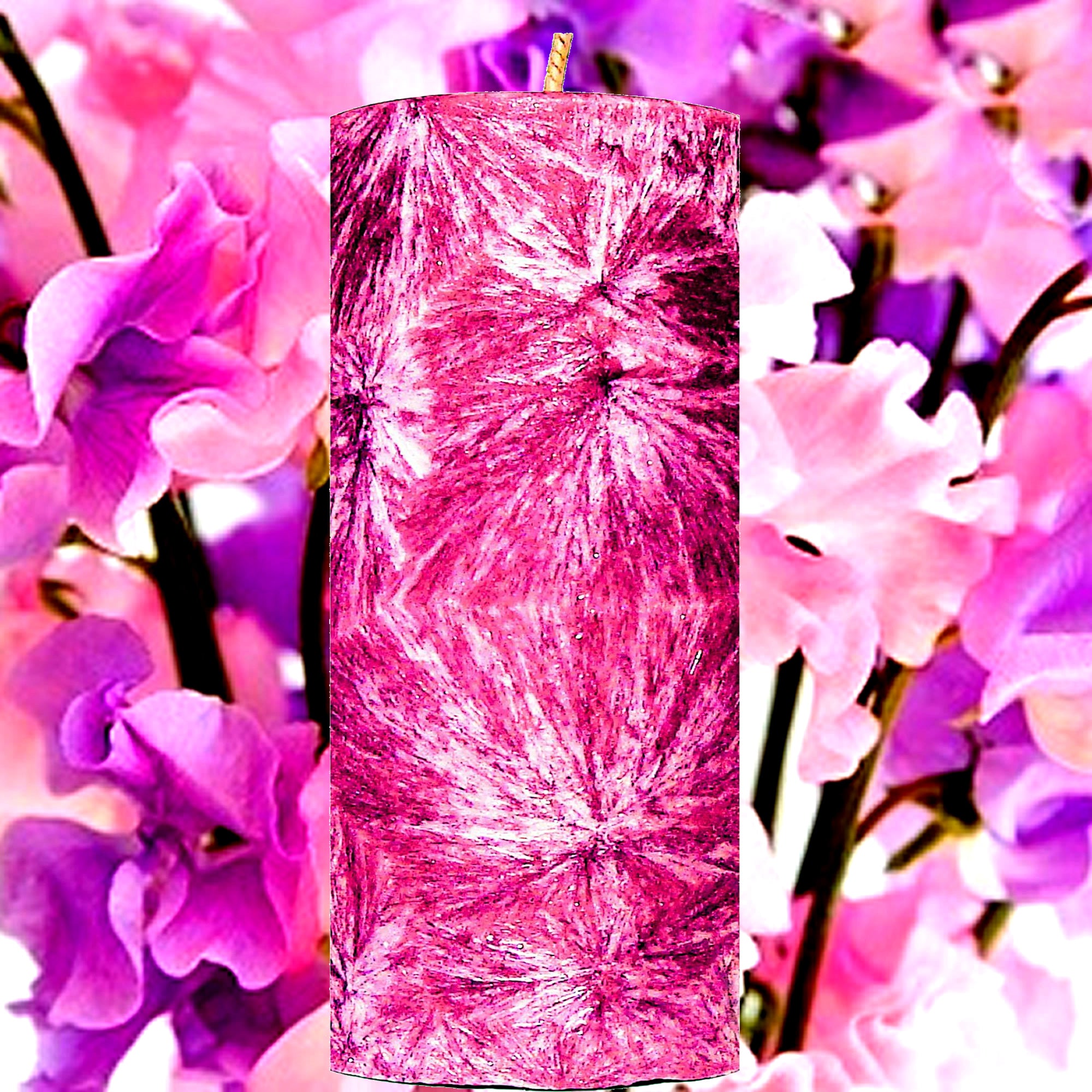Sweet Pea Pillar Candle – Plant-Based, Eco-Friendly, Vegan, Cruelty Free