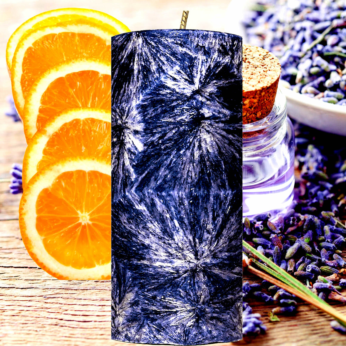 Sweet Orange & Lavender Pillar Candle – Plant-Based, Eco-Friendly, Vegan, Cruelty Free