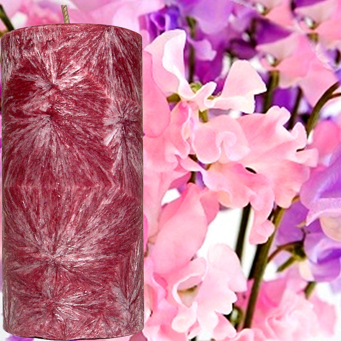 Sweet Pea Scented Palm Wax Pillar Candle Hand Poured