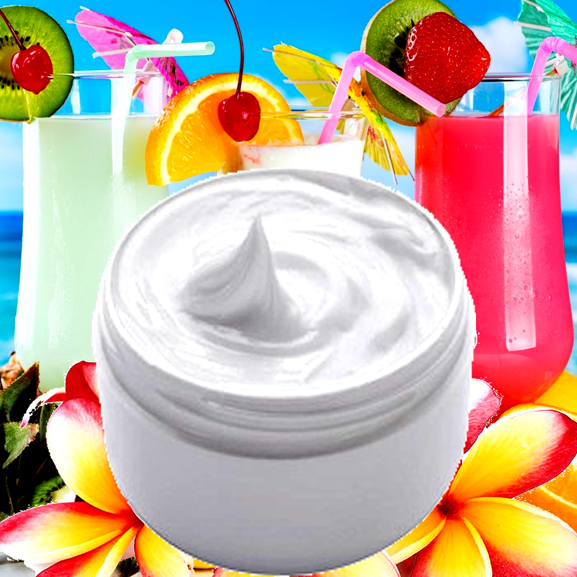 Tahitian Frangipani Hand and Body Cream - vegan, cruelty-free featuring sweet tropical fruits and frangipani blossoms, handmade in Australia.