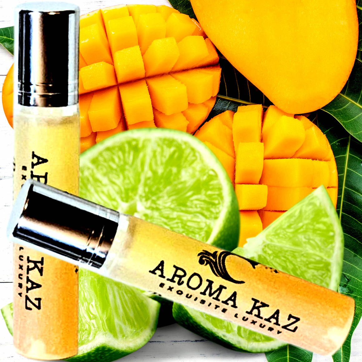 Thai Lime & Mango Fragrance Roll On – vegan, cruelty-free perfume roll on featuring juicy mango and bright zesty lime, handmade in Australia.