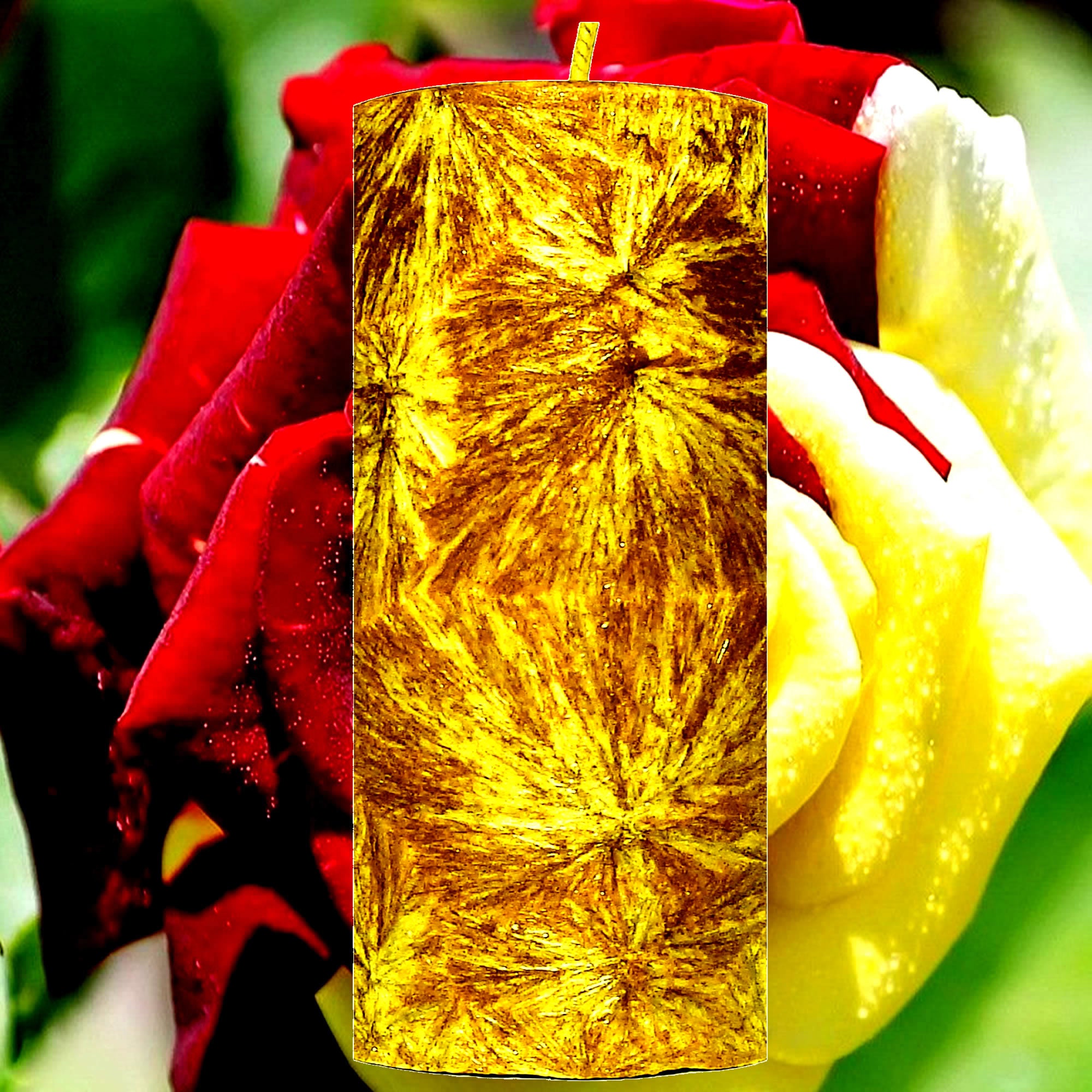 Tudor Rose & Amber Pillar Candle – Plant-Based, Eco-Friendly, Vegan, Cruelty Free