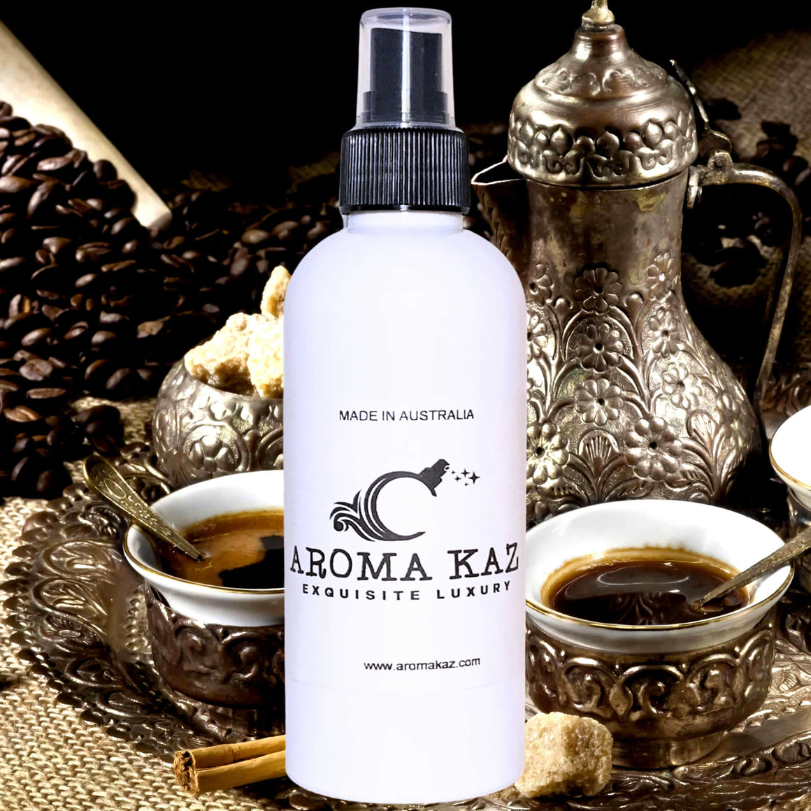 Turkish Mocha Body Spray Mist – vegan, cruelty-free body spray featuring rich coffee, sweet honey and exotic spice, handmade in Australia.