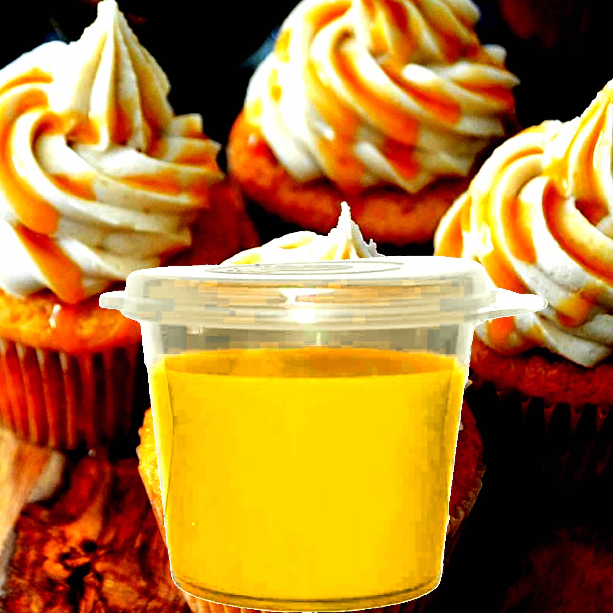 Vanilla Caramel Cupcakes eco soy wax melts – vegan, cruelty-free featuring freshly baked cupcakes, vanilla frosting, and caramel drizzle aroma, handmade in Australia.