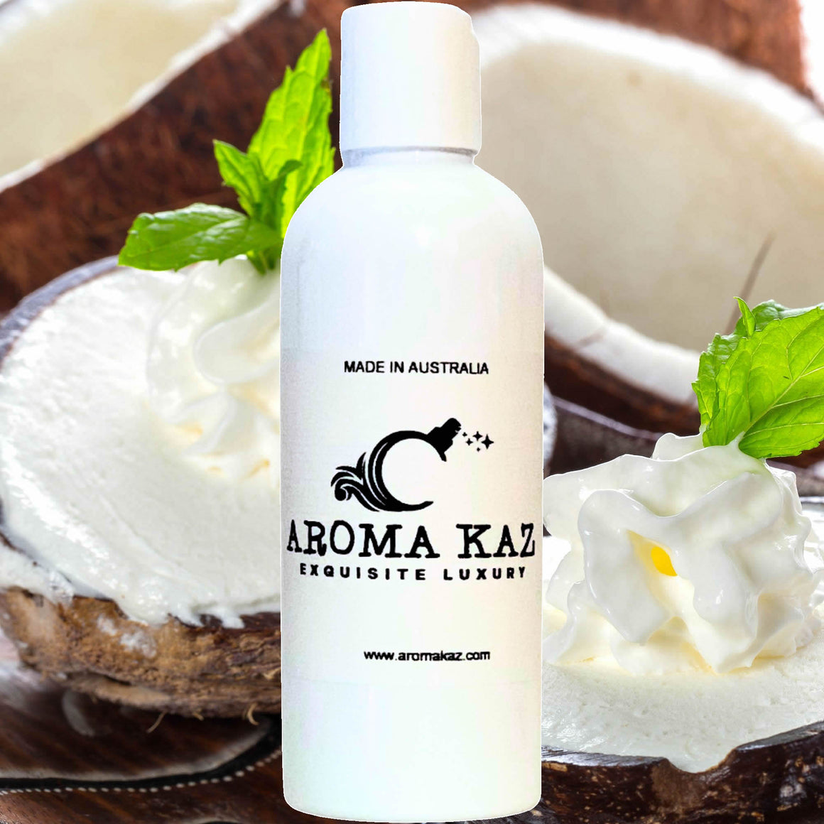 Vanilla Coconut Body Massage Oil – vegan, cruelty-free, plant-based hydrating oil with creamy vanilla and tropical coconut, handmade in Australia.