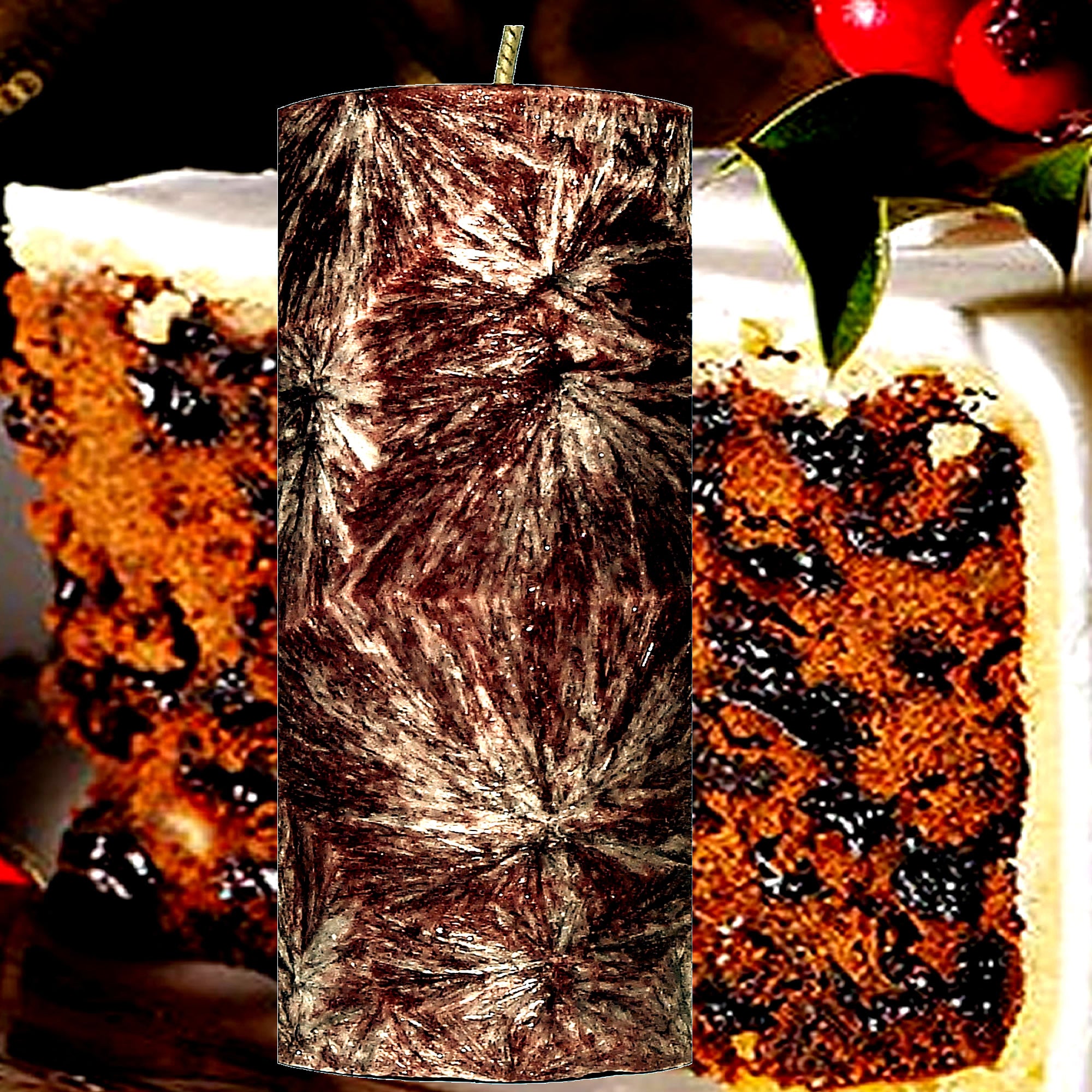 Vanilla Iced Christmas Cake Pillar Candle – Plant-Based, Eco-Friendly, Vegan, Cruelty Free