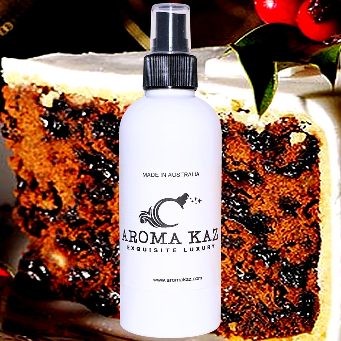 Vanilla Iced Christmas Cake Body Spray Mist – vegan, cruelty-free body spray featuring spiced fruitcake, vanilla icing, and festive sweetness, handmade in Australia.