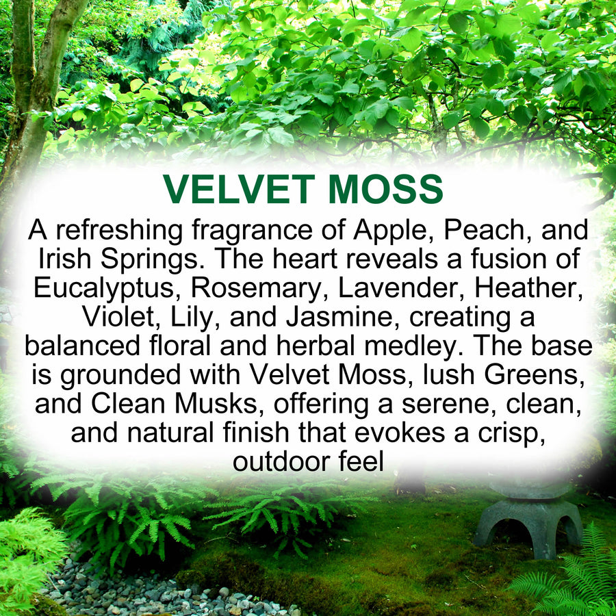 Velvet Moss eco soy wax melts – vegan, cruelty-free featuring soft earthy moss and warm velvet-like undertones, handmade in Australia.