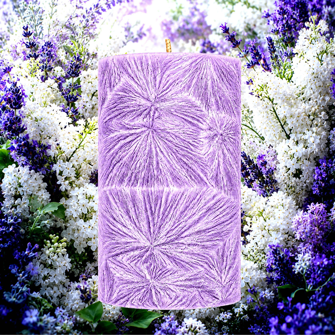 White Lilac & Lavender Pillar Candle