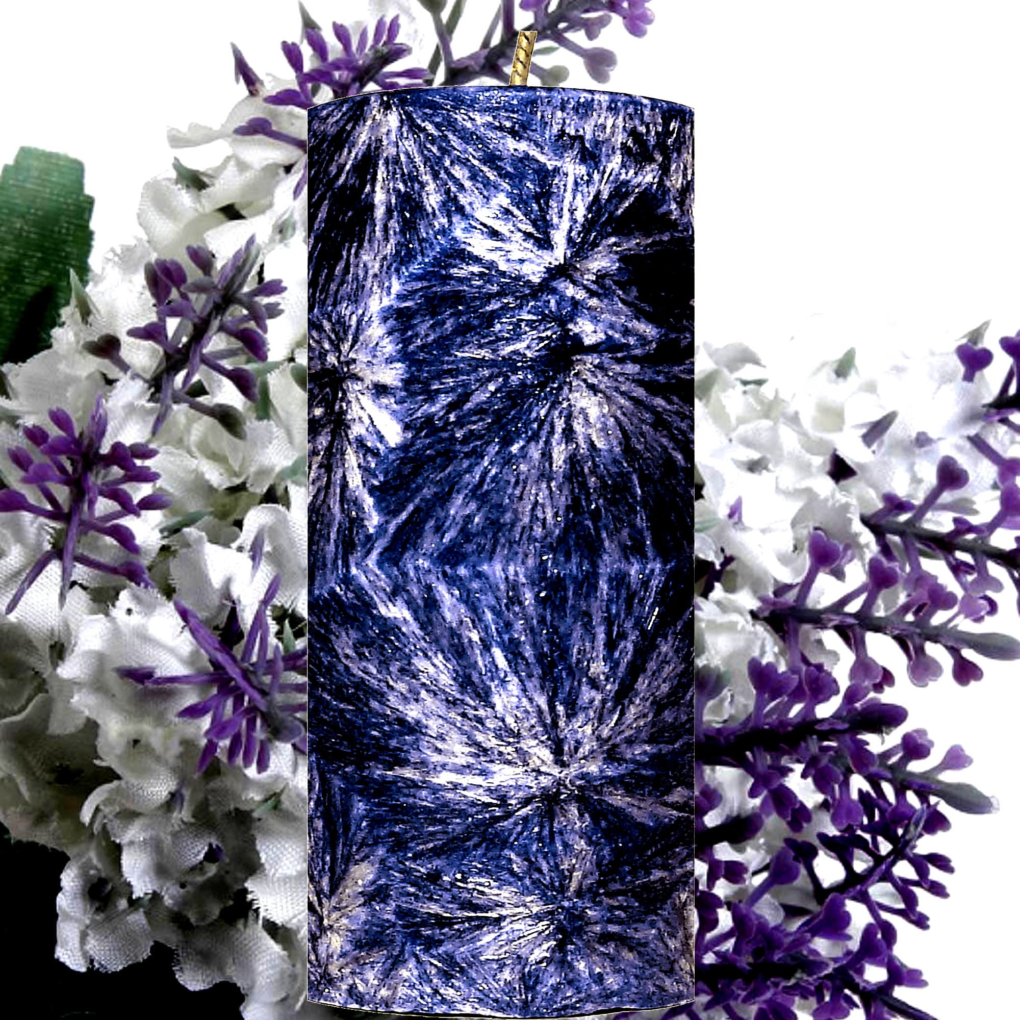White Lilac Lavender Pillar Candle – Plant-Based, Eco-Friendly, Vegan, Cruelty Free
