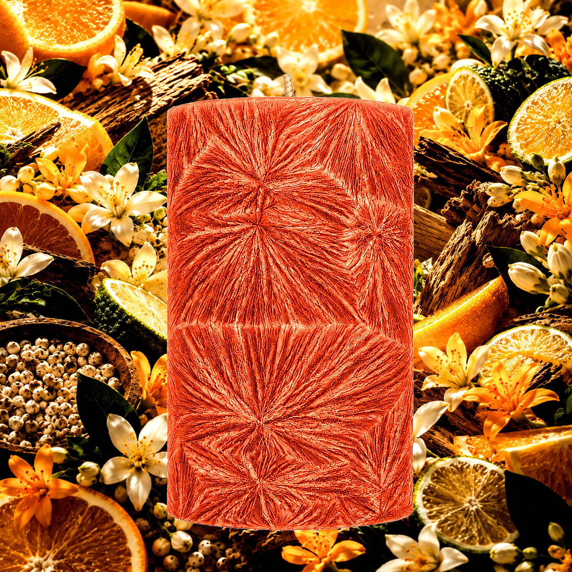 White Pepper Orange Blossoms Pillar Candle