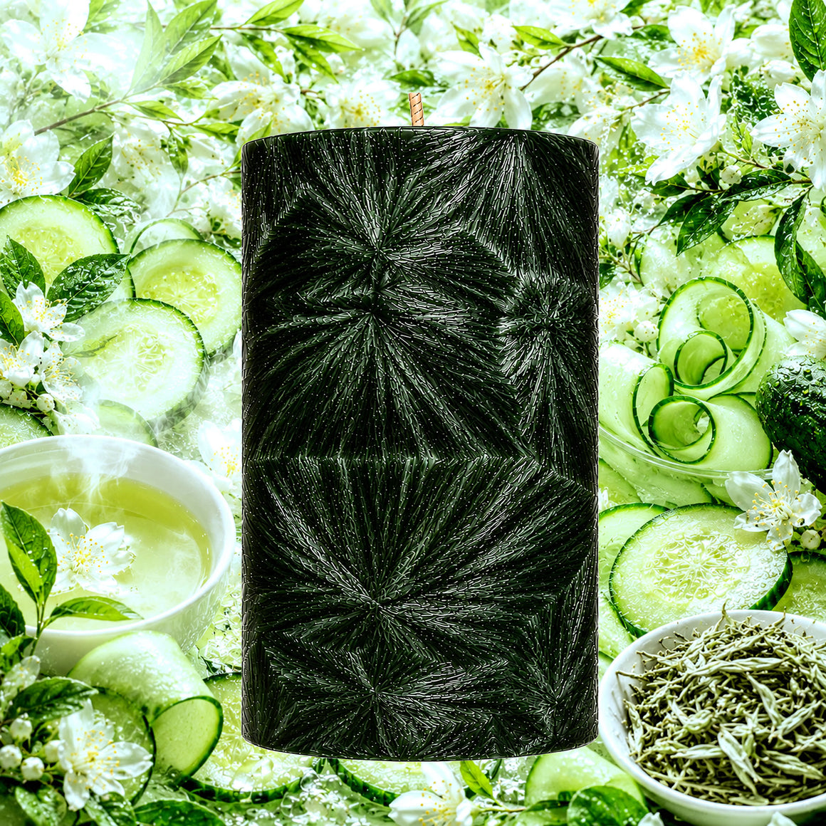 White Tea & Cucumber Pillar Candle
