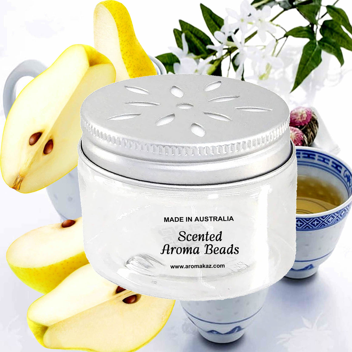 White Tea & French Pears Air Freshener Aroma Beads - Room, Car, Pantry, Pet Areas, Linen