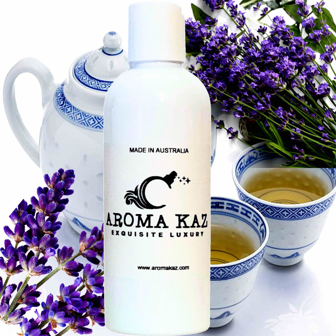White Tea & Lavender Body Massage Oil – vegan, cruelty-free, plant-based hydrating oil with fresh floral lavender and sweetened white tea, handmade in Australia.