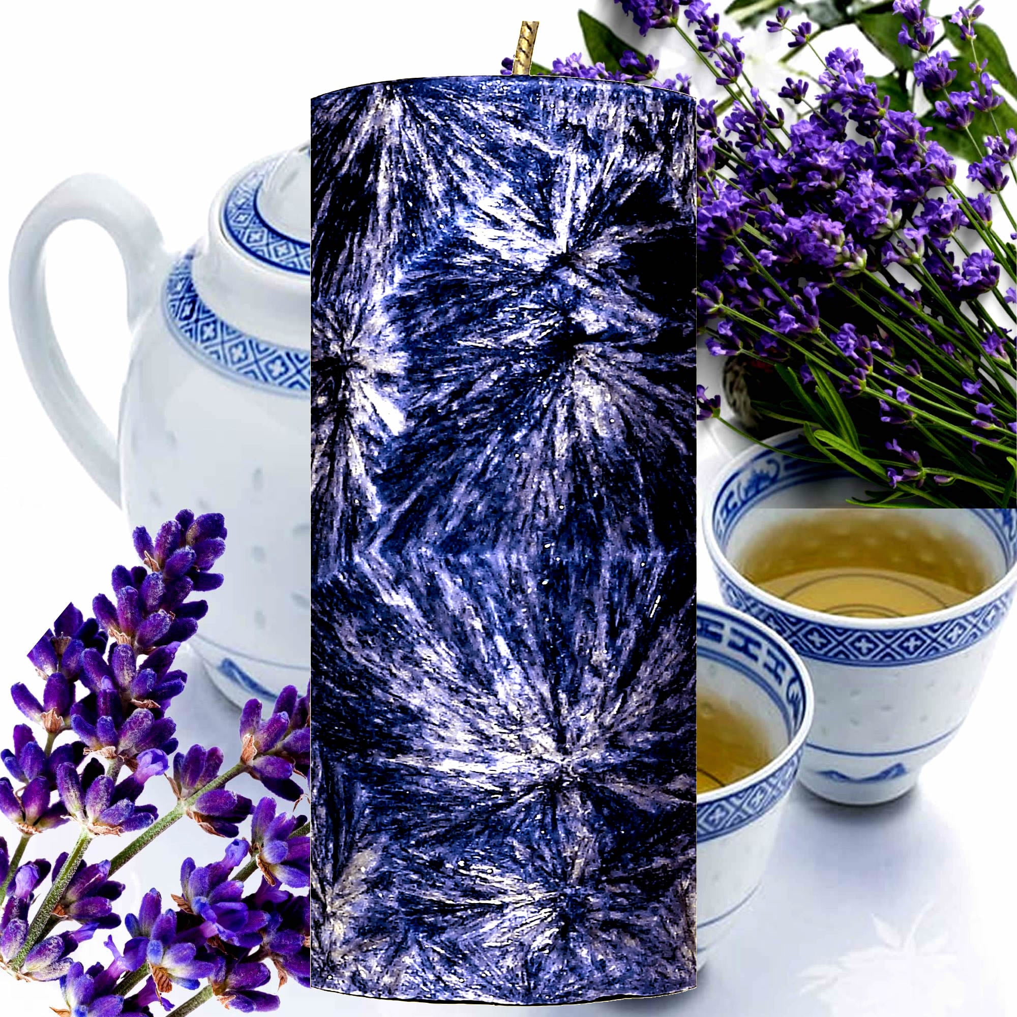 White Tea & Lavender Pillar Candle – Plant-Based, Eco-Friendly, Vegan, Cruelty Free