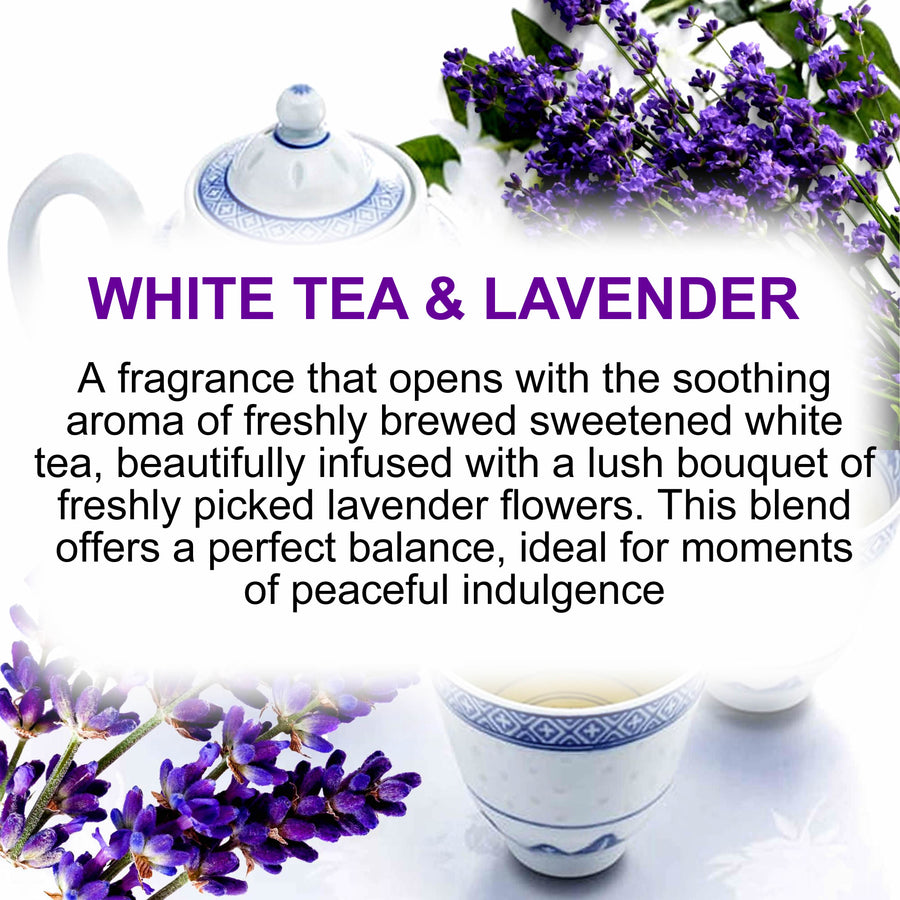 White Tea & Lavender Body Spray Mist – vegan, cruelty-free body spray featuring fresh floral lavender and sweetened white tea, handmade in Australia.