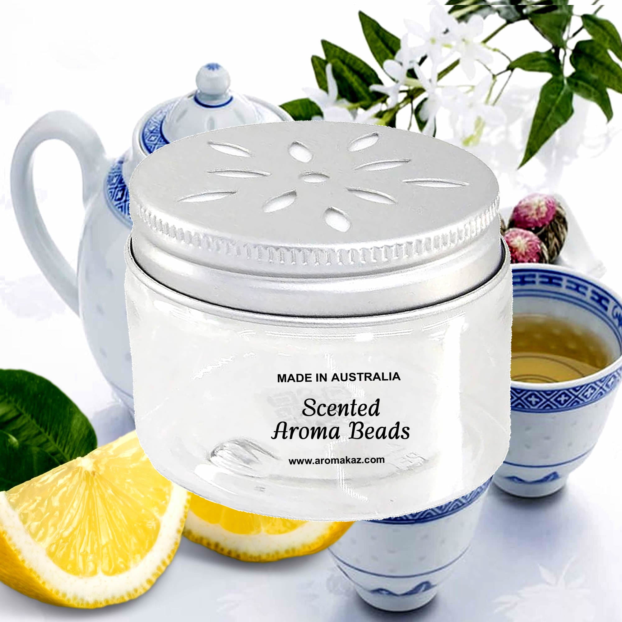 White Tea & Lemon Air Freshener Aroma Beads - Room, Car, Pantry, Pet Areas, Linen